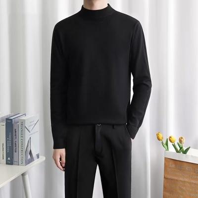 China Anti-wrinkle Mailifu Half High Neck Sweater, Men's Slim Fit Black Autumn And Winter Knitwear Men's Casual Underwear for sale