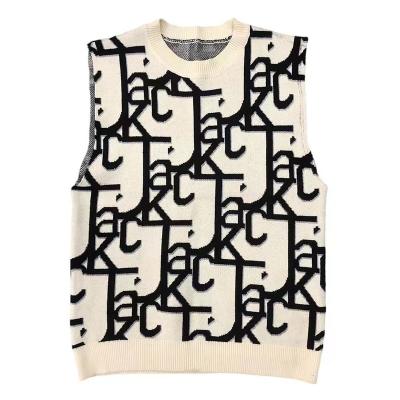 China OEM & ODM Anti-Wrinkle MLF Vest Sweater Wool Tops Print Logo O-Neck For Woman Knit Sweater Pullovers Ladies Sweater 60PCS for sale