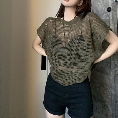 China Anti-wrinkle MLF Autumn And Summer Fashion Design Poio Collar Logo Shorts Sleeve Custom Jacquard Knit Women Knit Pullover Top Sweater for sale