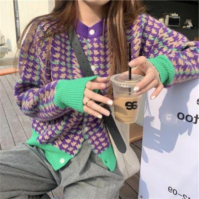 China new Anti-wrinkle MLF sweater Ag2510 knit thick knitted loose autumn and winter casual sweater coat embroidery cardigan women lazy wind for sale