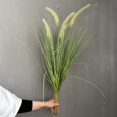 China Wholesale Plastic Real Touch Plants Natural Grass Grass Artificial Green Foxtail Viridis Group For Outdoor Porch Spring Home Decor for sale