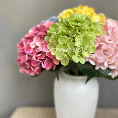 China Real touch latex hydrangea beautiful ball flower stem colorful bouquet colorful artificial flowers wholesale for decoration wedding home for sale