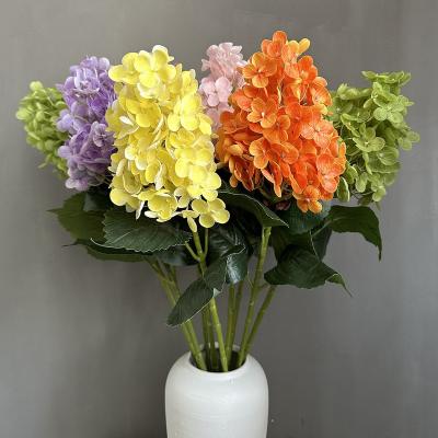 China Real Touch Round Natural Wholesale Colored Flower Stem Artificial Latex Hydrangea For Party Centerpiece Decor for sale