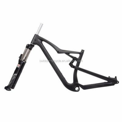 China Wholesale Mountain Bikes OEM Design Carbon All Mountain MTB Bicycle Frame&fork 29er Plus Full Suspension AM Bike Frames 210*55mm Shock for sale