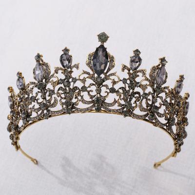 China Fashionable Elegant Tiara Tiaras Wedding Gold Crystal Rhinestone Crowns Elegant Headband Jewelery for sale