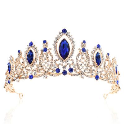 China Fashionable Elegant Tiara Tiaras Wedding Headband Gold Queens Crowns Elegant Jewelry for sale