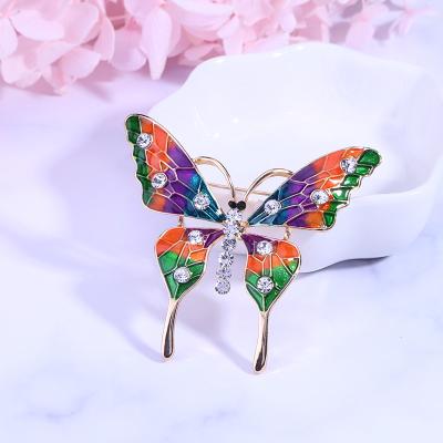 China Antique ALLOY Women Butterfly Shape Rhinestone Brooches for sale