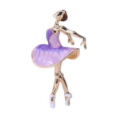 China ALLOY Boutique Elegant Ballet Dancer Alloy Drop Oil Angel Brooches for sale