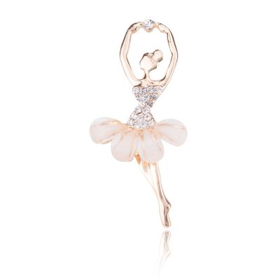 China ALLOY Hot Sales Luxury Diamond Dance Ballet Temperament Girl Pearl Necessary Brooch for sale