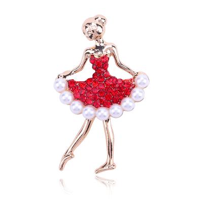 China Sweet Girl Dancing Jewelry Brooch Modern ALLOY Fashion Design for sale