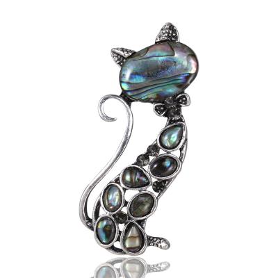 China Eco-Friendly Luxury Baroque Natural Shell Cat Brooches for sale