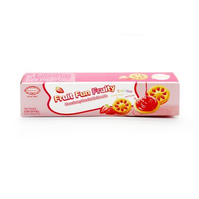 China Sale Natural Hot Sandwich Cookie with Jam Strawberry Flavor Made in China (Strawberry Sandwich Cookies) for sale