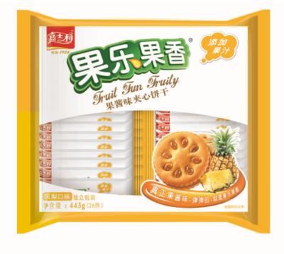 China Natural Hot Premium Cookies 443g Crunchy Jam Sandwich Cookies (Pineapple Sandwich Cookies) for sale