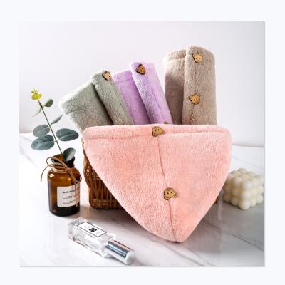 China Wholesale Thick Coral Fleece Quick-Drying Women Spa Super Absorbent Towels Child Safe Double Layer for sale