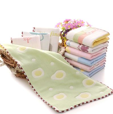 China Manufacturer Cotton Child Safe Jacquard 25*50cm Set of 6 Six-Layer Gauze Baby Bath Kids Towels for sale