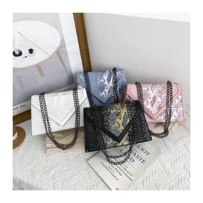 China Wholesale Lady Fashion Designer Lock Snakeskin PU Ladies Handbag Leather Cross Shoulder - Custom Body Women Purses and Handbags for sale