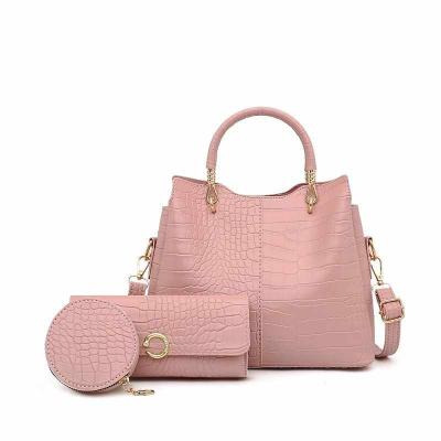 China Hot Fashion Crocodile Pattern Lady Shoulder Bags Purses Set Women Branded Handbags 3pcs for sale