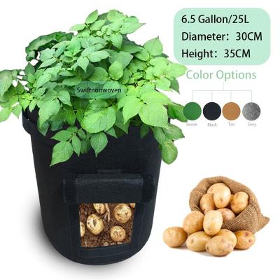 China BSCI BPA Free 5 Gallon Bag Potato Root Green Growing Container Felt Hanging Grow Bag 7 Gallon Flower Pot Vegetable Planting Grow Bags for sale