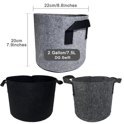 China BSCI Indoor Hydroponic Aeration Cloth Container 2 Gallon Garden Grow Bags Cloth Planter Pots Nursery Planting Seedling Bags for sale