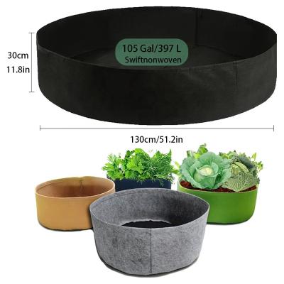 China Large 105 Gallon Extra Large Round Raised Bed Garden Grow Bags Planting Container Durable Felt Fabric Seed Planter Pot For Vegetables for sale