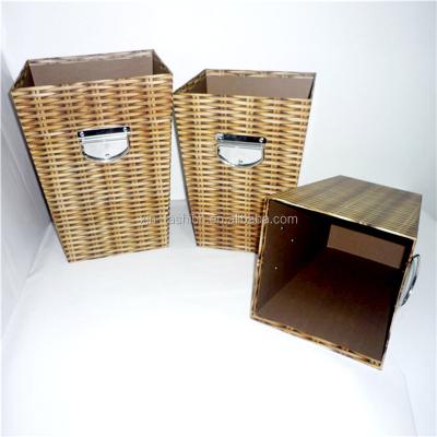 China Handmade flower basket box with handles for sale