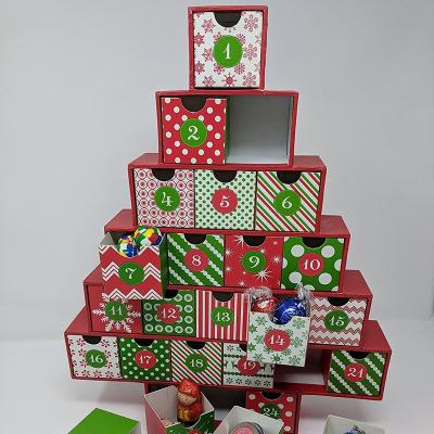 China Handmade Tree Shaped Countdown to Christmas Advent Calendar Box for sale