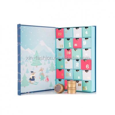 China Book Shaped Christmas Advent Calendar With Christamas Decoration 24 Drawers for sale