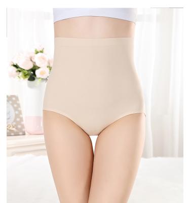 China Plus Size Anti-Static Plus Size Ladies Ultra High Waist Solid Color Briefs Ice Silk One Piece Seamless Panties Breathable Seamless Underwear for sale