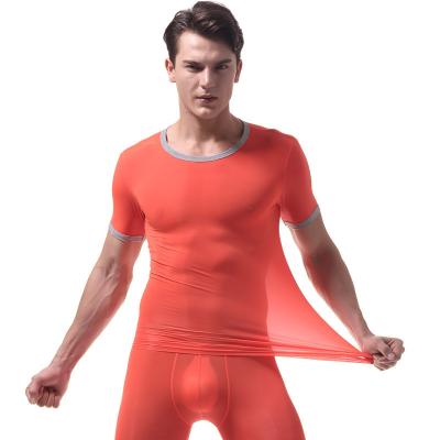 China Customizable Men's Slim Shaper Shirt Breathable Ice Silk Slim Short Sleeve Body Underwear for sale