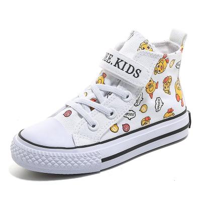 China 2023 High Top Canvas Shoes Boys Kids Girls School Soft Sole Fashionable Casual Walking Sneakers Kids Canvas Shoes 25-38 for sale