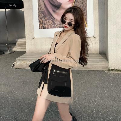 China 2021 Breathable Women's New Style Temperament Size Autumn Contrast Color Suit Coat Closing High Sense Fried Street Top for sale