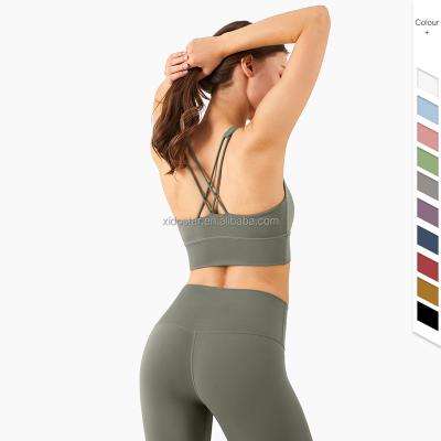 China New Beautiful Cross Back Large Size U Breast Breathable Gathered Sports Yoga Closing Vest for sale