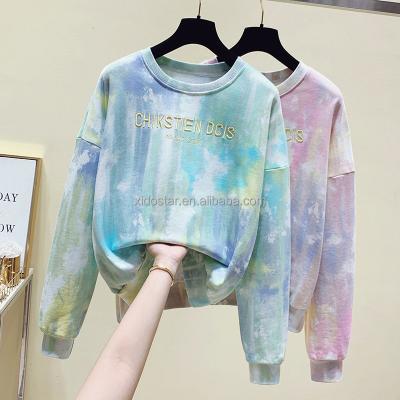 China 2021 Autumn New Loose Round Neck Sweater Tie Breathable Dyed Superior for sale