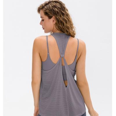 China Breathable Gym Backless Top Women Summer Workout Wear Quick Dry Nylon 12126 for sale