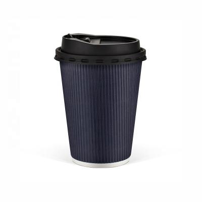 China Biodegradable Disposable Plastic Cup Single Wall Black Paper Cup For Hot Drinks Coffee Tea for sale