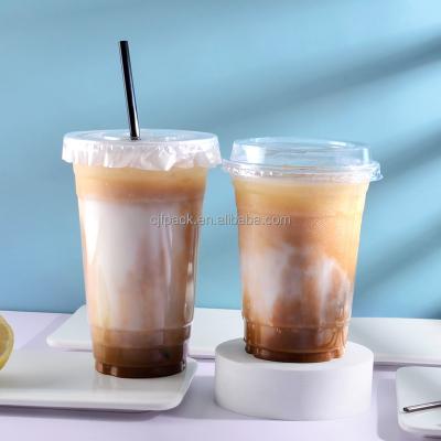 China Customize design to satisfy personal requirements Factory Disposable Plastic Coffee Cup Print Logo Plastic PET Cup with Sipping Dome Lids for sale