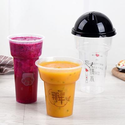 China Customize design to satisfy personal requirements Custom Plastic PP Hard Cups New Torch Shape Cup Cold Hot Drinks Bubble Tea PP Cup with Rouns Lids Cover for sale