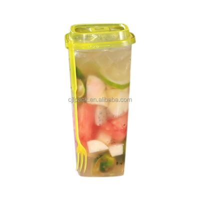 China Customize design to satisfy personal requirements CJF Plastic Square Cups Clear PP Cup Boba Milk Bubble Tea Disposable Injection Tea Cup with Lids for sale