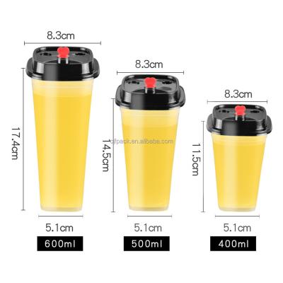 China Customize design to satisfy personal requirements CJF Plastic Clear PP Cup Square Cups Bubble Tea Fruits Custom Logo Disposable Injection Hard Cup for sale