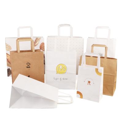 China Recyclable Custom Logo Biodegradable Kraft Paper Bag Shopping Paper Bag with Handle Gift Bags for sale