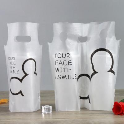 China Disposable Wholesale Takeaway Plastic Tea Frosted Cup Bag Beverage Drinks Take Out Disposable Shopping Bag for sale