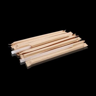 China Customize design to satisfy personal requirements Plastic Straws Tubes Paper Wrapped Bubble Tea Boba Milktea Black Clear PP Material Straws for Drinks for sale