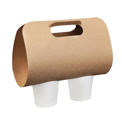 China Recyclable Custom Biodegradable Paper Coffee Cup Holder Kraft Paper Tray for sale