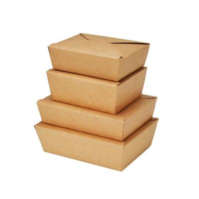 China Disposable Recycled Brown Kraft Paper Food Grade Packaging Box Salad Sandwich Takeaway Food Lunch Box for sale