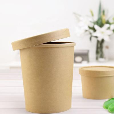 China Disposable Custom All Sizes Kraft Paper Box Container Salad Take Away Disposable Paper Bowl Box for sale