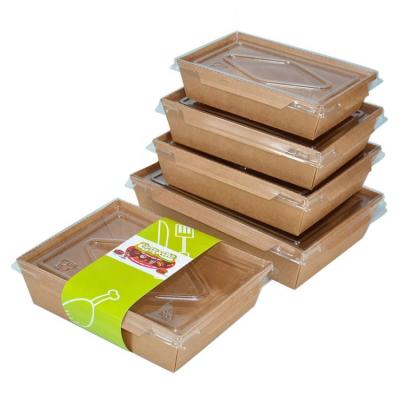 China Disposable Biodegradable Kraft Paper Box Food Packaging Lunch Box Container Takeaway for sale