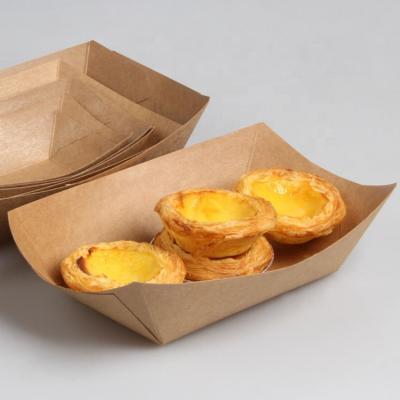 China Disposable Printed All Sizes Paper Boat Tray Paper Box Container Kraft Paper Salad Bowl Eco-friendly Packaging Box for sale