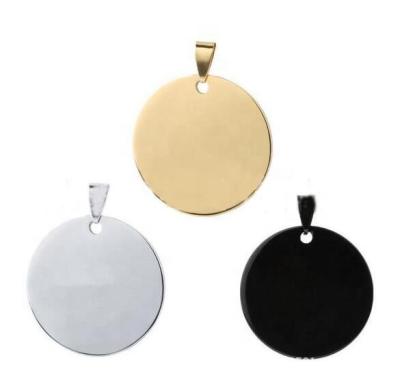 China Customized Cute Dog 316L Stainless Steel Empty Round Pendant Engravable Pendant for sale