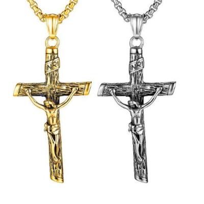 China Wholesale Hiphop tredy jewelry Stainless Steel Jesus Cross Necklace HipHop for sale