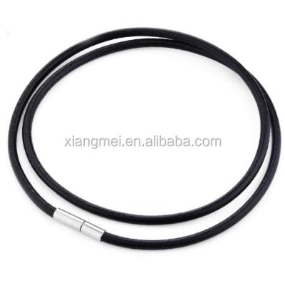 China Wholesale Good Price Simple Stainless Steel Clasp Rubber Necklace for sale